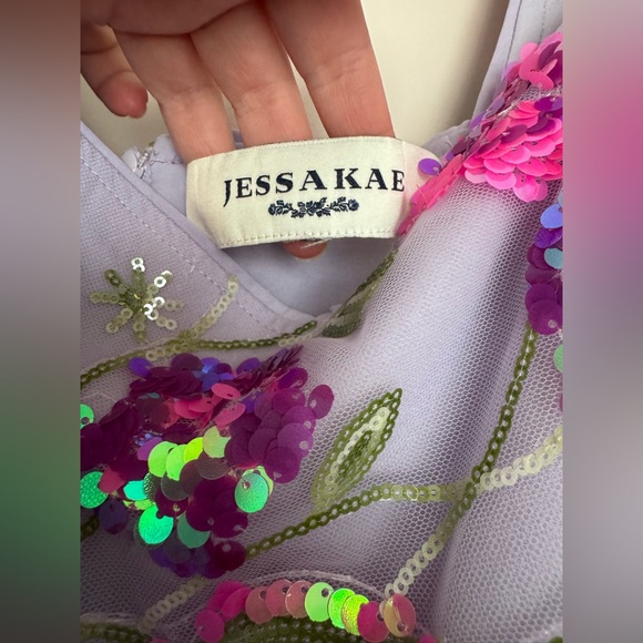 JessaKae Lavender Dress with Pink and Green Sequins - Picture 6 of 8